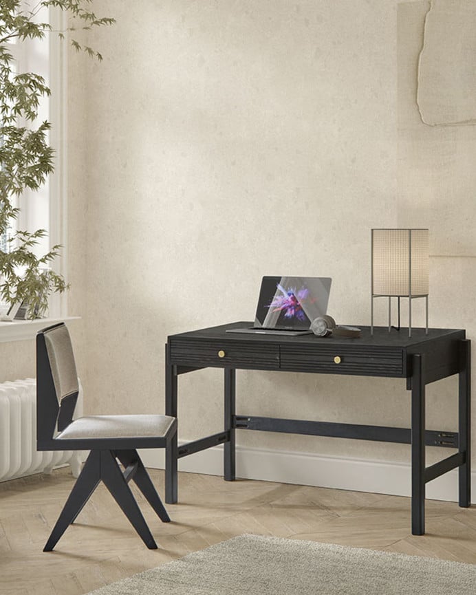 Deco Wood Pack De 6 Sillas De Madera Maciza Con Asiento Tapizado En Tono Negro De 88cm