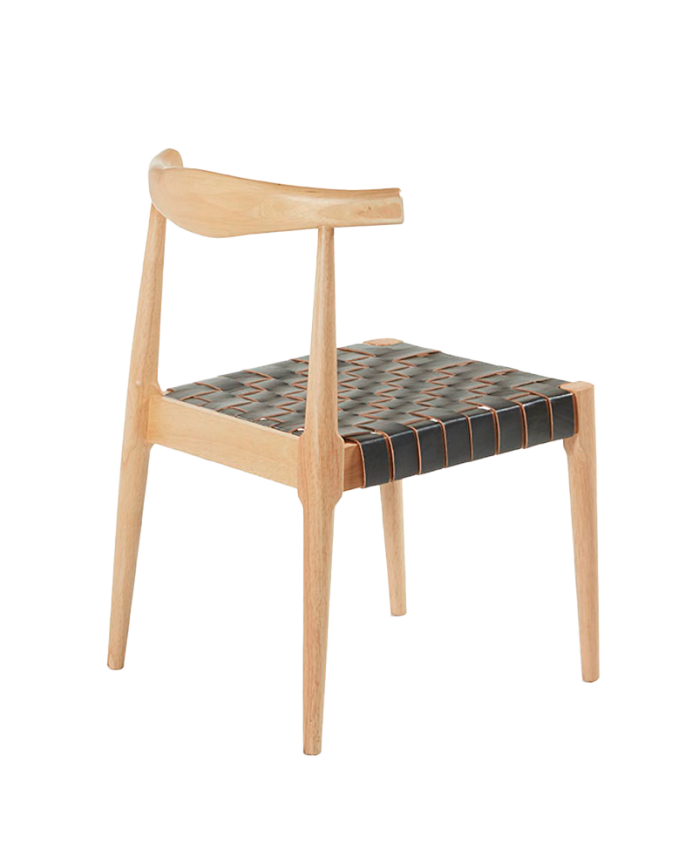 Deco Wood Pack De 6 Sillas De Madera Maciza Con Asiento Trenzado Negro Y Patas En Tono Natural De 77cm