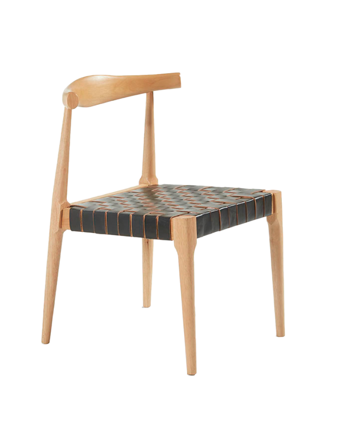 Deco Wood Pack De 6 Sillas De Madera Maciza Con Asiento Trenzado Negro Y Patas En Tono Natural De 77cm