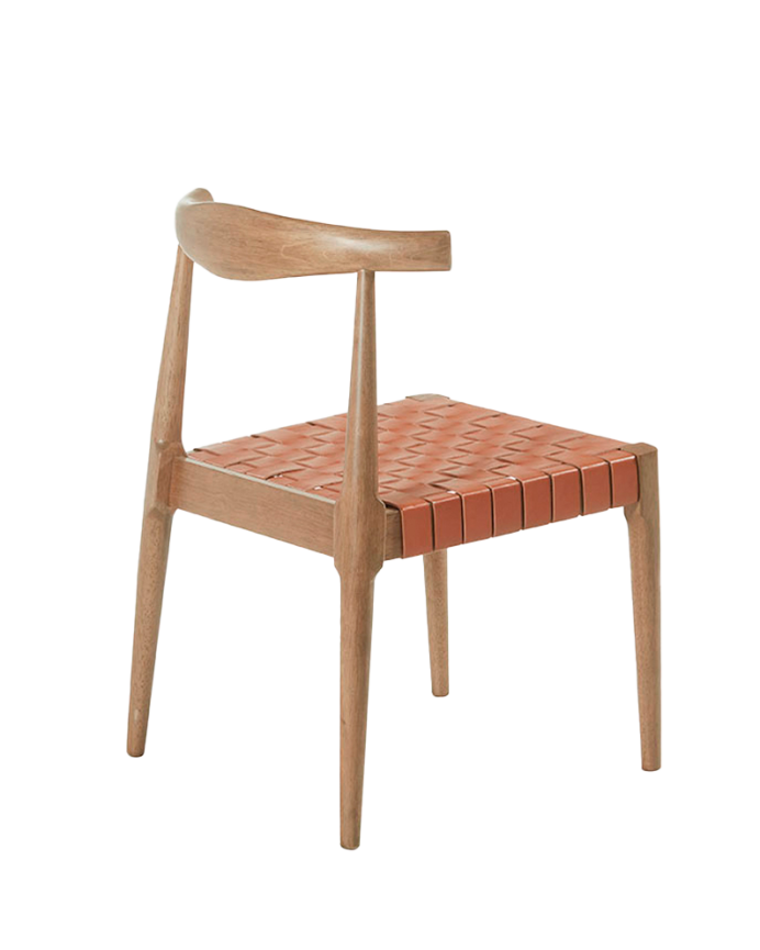 Deco Wood Pack De 6 Sillas De Madera Maciza Con Asiento Trenzado Marrón Y Patas En Tono Nogal De 77cm