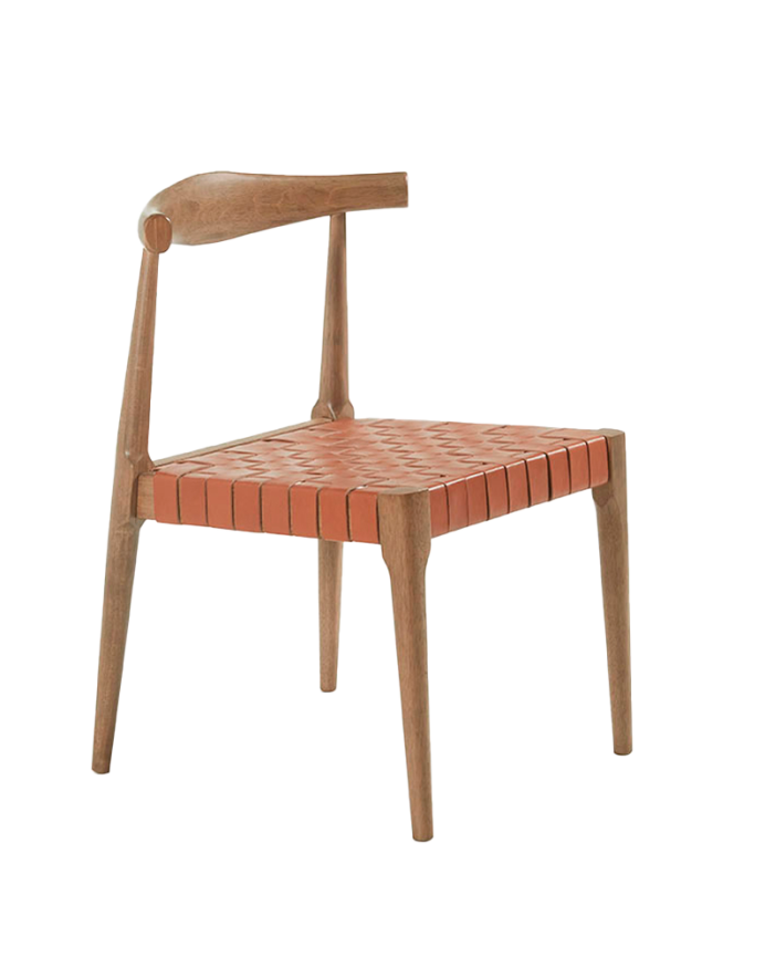 Deco wood Pack de 6 sillas de madera maciza con asiento trenzado marrón y patas en tono nogal de 77cm