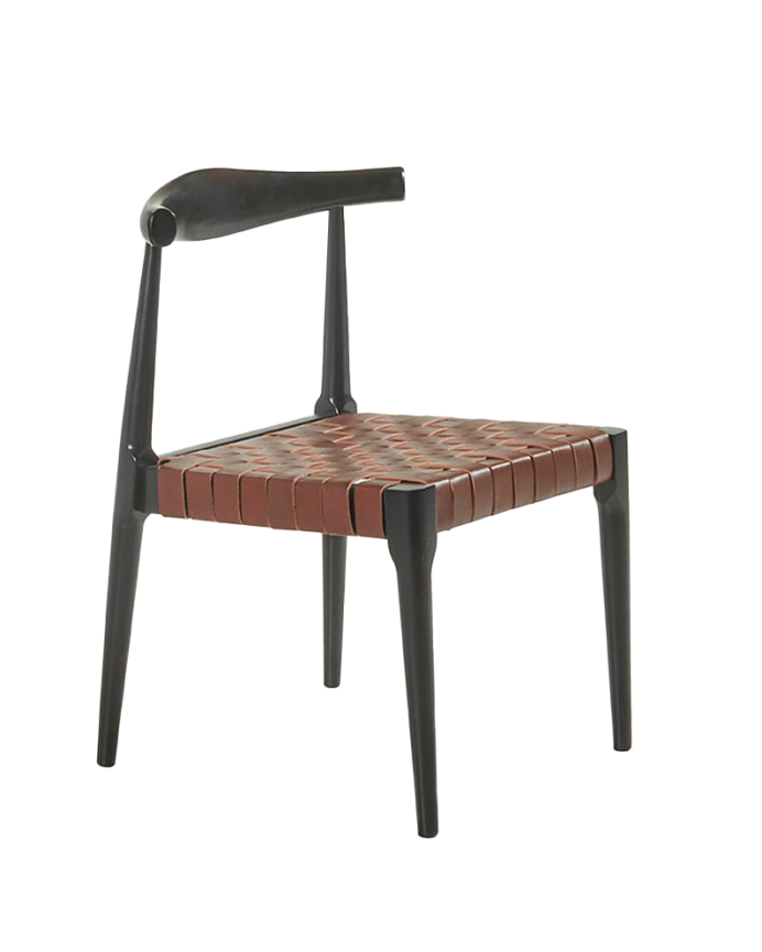 Deco Wood Pack De 6 Sillas De Madera Maciza Con Asiento Trenzado Marrón Y Patas En Tono Negro De 77cm