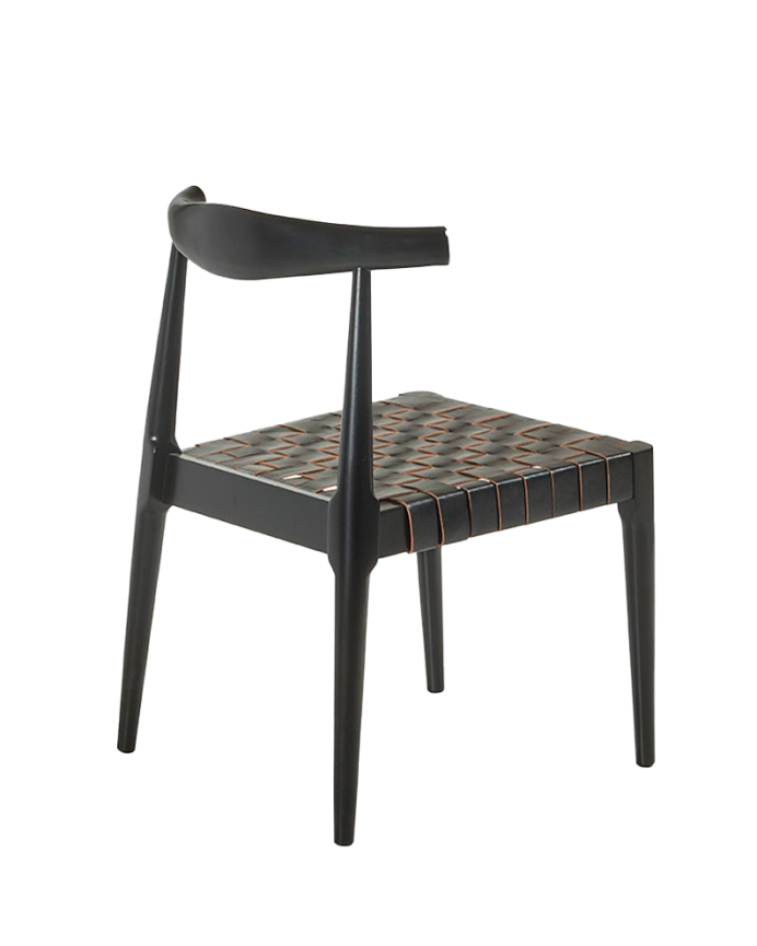 Deco Wood Pack De 6 Sillas De Madera Maciza Con Asiento Trenzado Negro Y Patas En Tono Negro De 77cm