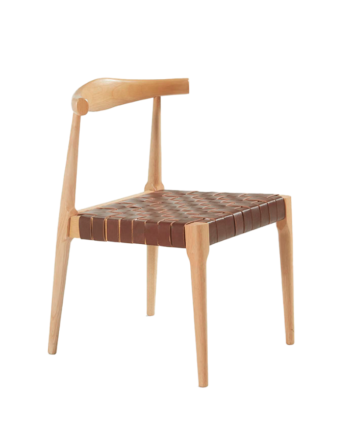 Deco Wood Pack De 6 Sillas De Madera Maciza Con Asiento Trenzado Marrón Y Patas En Tono Natural De 77cm