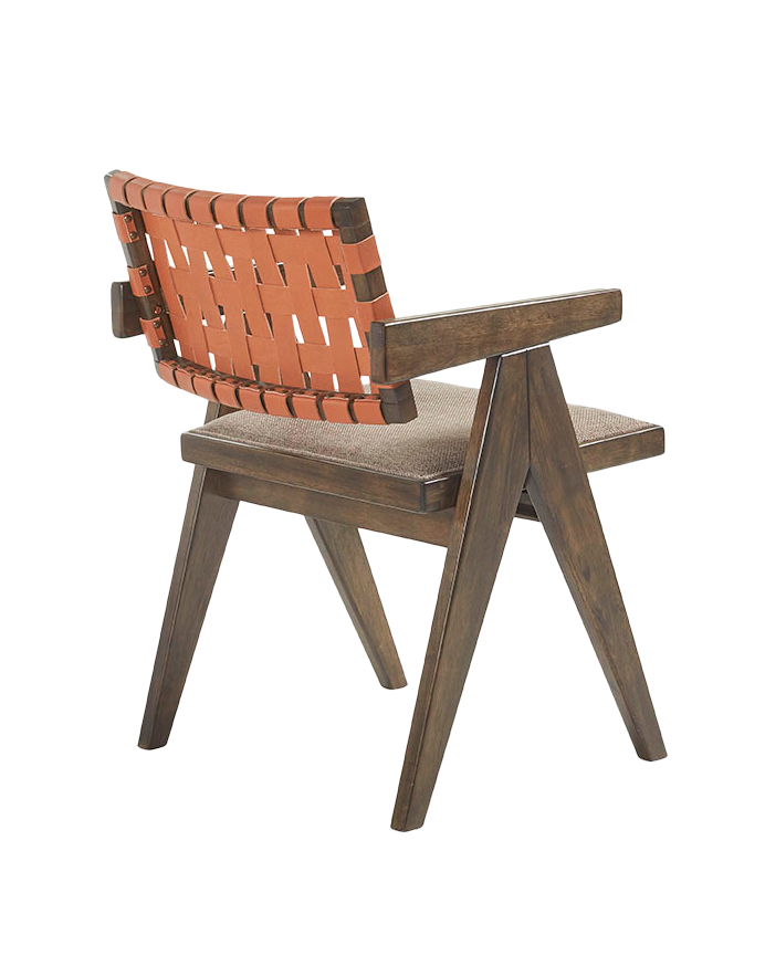 Deco Wood Pack De 6 Sillas De Madera Maciza Con Respaldo Trenzado En Tono Nogal De 80cm