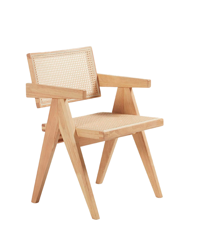 Deco wood Pack de 6 sillas de madera maciza con respaldo y asiento de cannage en tono natural de 80cm