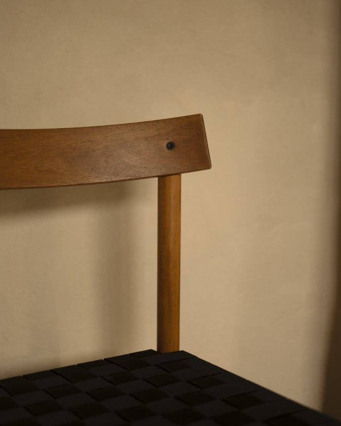 Deco Wood Pack De 6 Sillas De Madera Maciza De Acacia Y Asiento Tejido Negro De 81cm