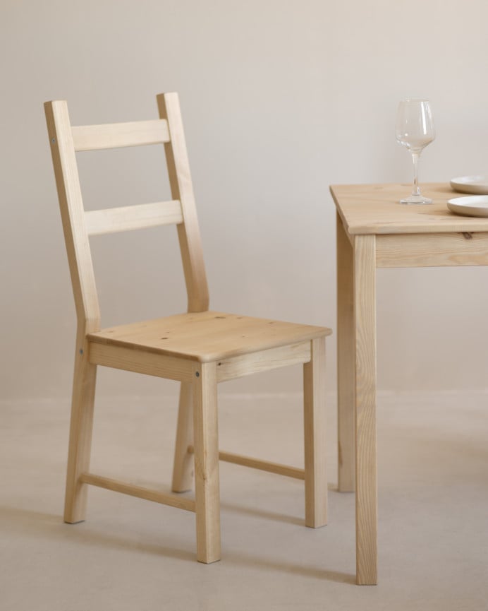 Deco Wood Pack De 6 Sillas De Madera Maciza De Pino En Tono Roble Medio De 95cm