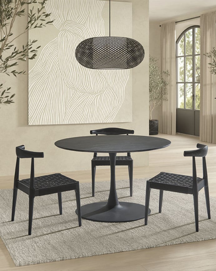 Deco Wood Pack De 6 Sillas De Madera Maciza En Tono Negro De 77cm