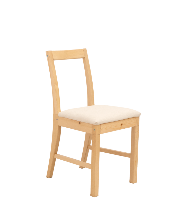 Deco wood Pack de 6 Sillas de madera maciza y asiento tapizado beige de 83cm