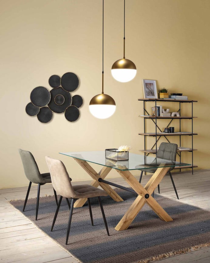 Deco Wood Pack De 6 Sillas De Microfibra Color Marrón Con Patas Color Negro De 89cm