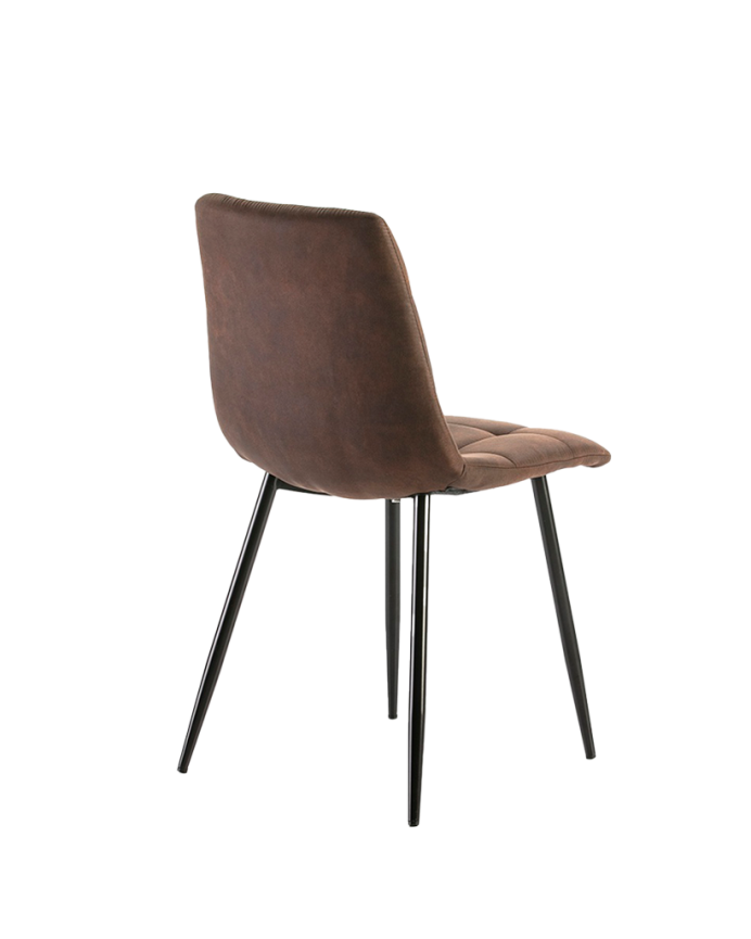 Deco Wood Pack De 6 Sillas De Microfibra Color Marrón Con Patas Color Negro De 89cm