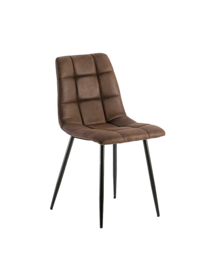 Deco Wood Pack De 6 Sillas De Microfibra Color Marrón Con Patas Color Negro De 89cm