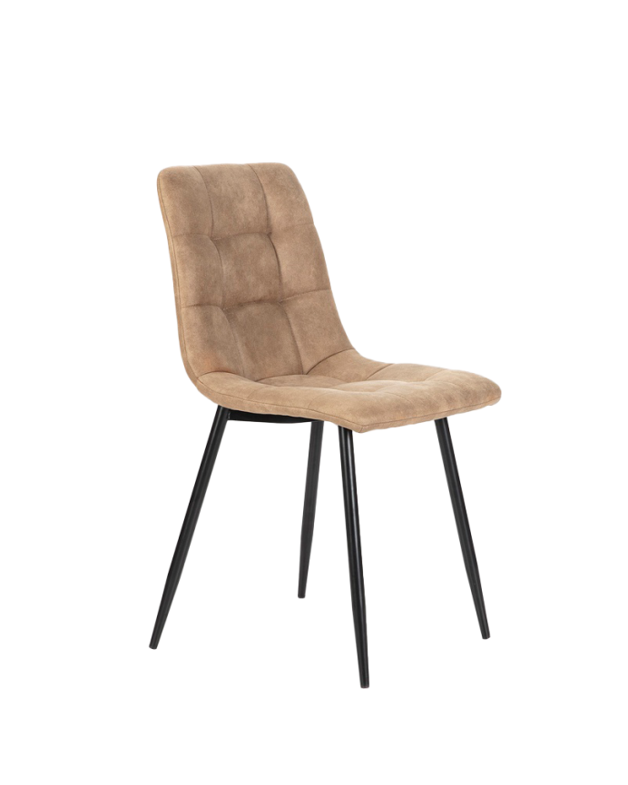 Deco Wood Pack De 6 Sillas De Microfibra Color Topo Con Patas Color Negro De 89cm