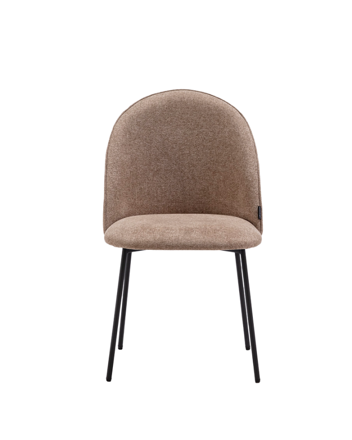 Deco Wood Pack De 6 Sillas De Tela Color Beige Con Patas De Metal Negro De 84cm