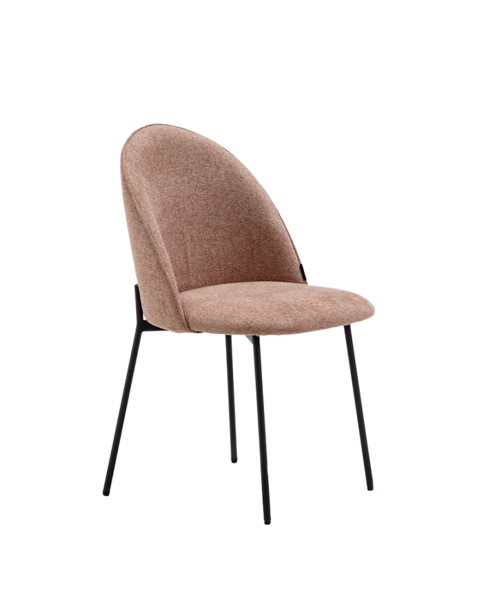 Deco wood Pack de 6 Sillas de tela color beige con patas de metal negro de 84cm