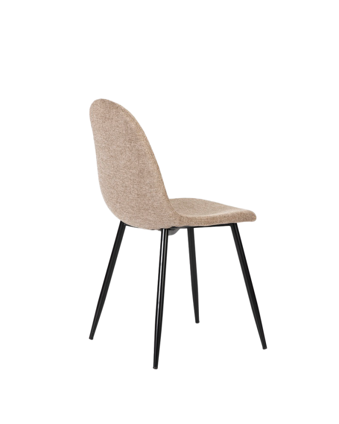 Deco Wood Pack De 6 Sillas De Tela Color Marrón Con Patas Color Negro De 86cm