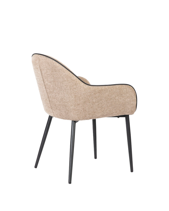 Deco Wood Pack De 6 Sillas De Tela Color Marrón Con Patas De Metal Negro De 83cm