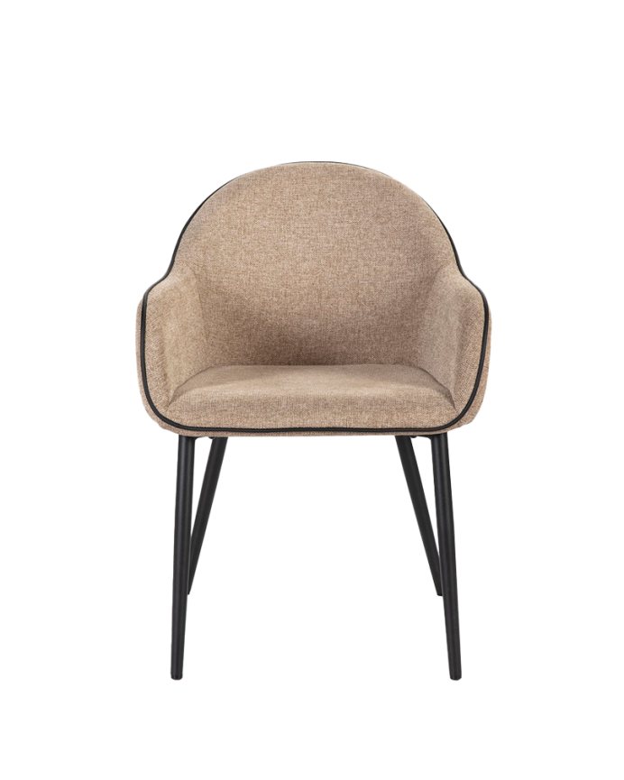 Deco Wood Pack De 6 Sillas De Tela Color Marrón Con Patas De Metal Negro De 83cm