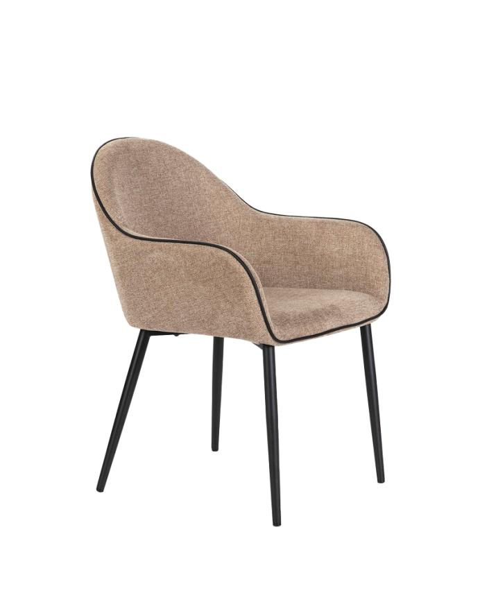 Deco wood Pack de 6 Sillas de tela color marrón con patas de metal negro de 83cm