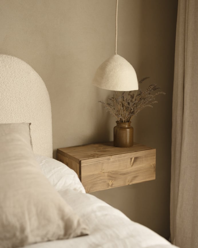 Deco Wood Pack De Dos Mesitas De Noche De Madera Maciza Flotante En Tono Roble Oscuro De 40cm