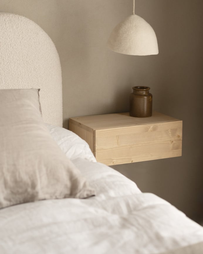 Deco Wood Pack De Dos Mesitas De Noche De Madera Maciza Flotante En Tono Roble Medio De 40cm