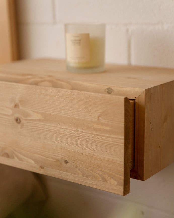 Deco Wood Pack De Dos Mesitas De Noche De Madera Maciza Flotante En Tono Roble Medio De 40cm