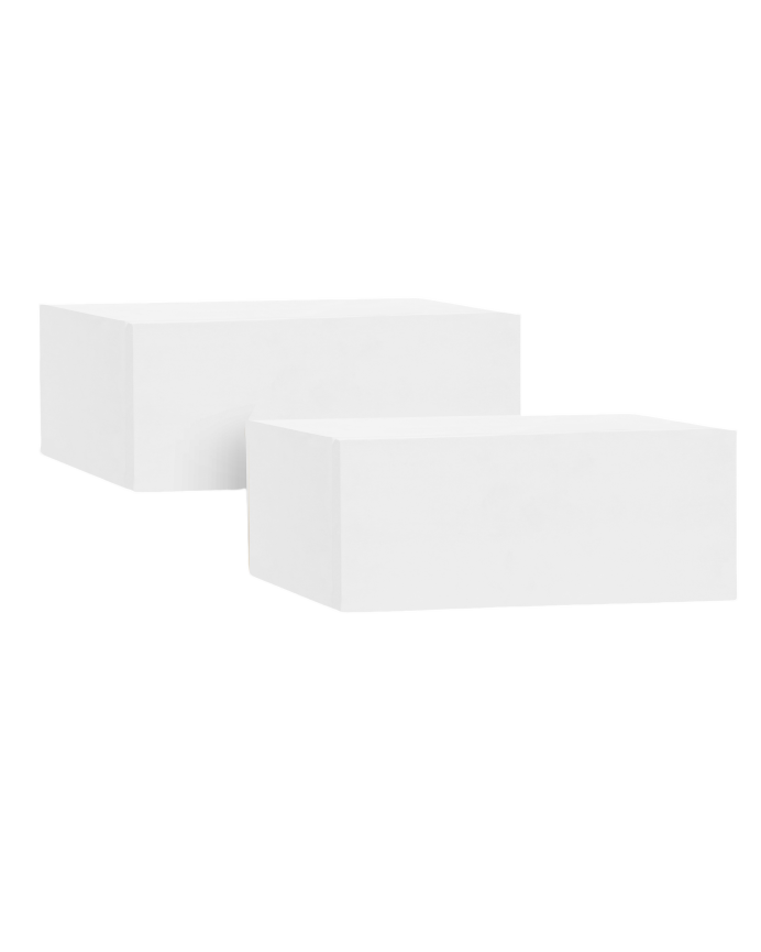 Deco wood Pack de dos mesitas de noche de madera maciza flotante en tono blanco de 40cm
