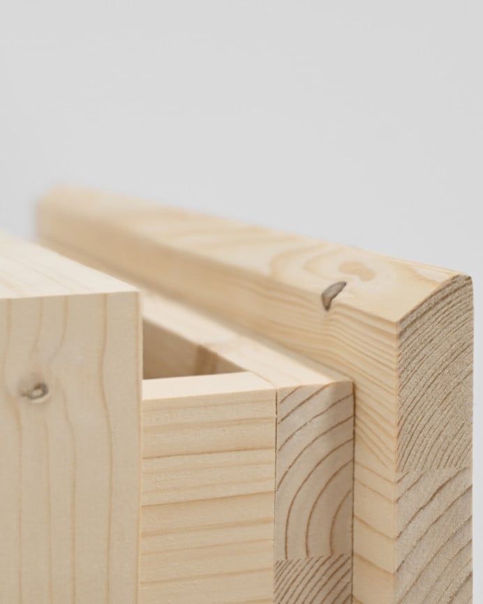 Deco Wood Pack De Dos Mesitas De Noche De Madera Maciza Flotante En Tono Natural De 40cm