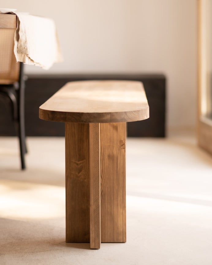 Deco Wood Pack Mesa De Comedor Ovalada Y Banco De Madera Maciza En Tono Roble Oscuro De 160cm