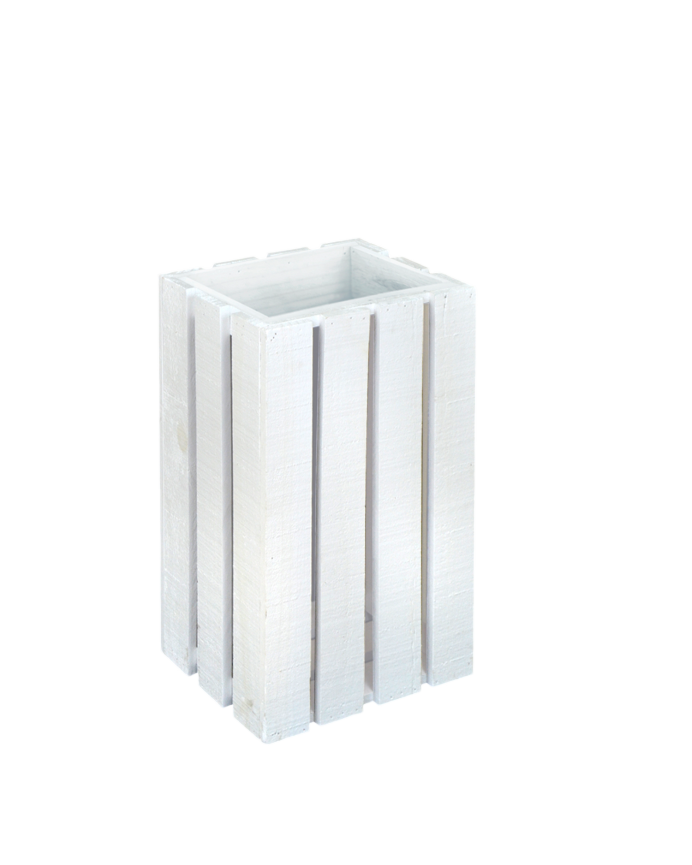 Deco wood Papelera/Paragüero de madera maciza en tono blanco 30 5x49x26 6cm