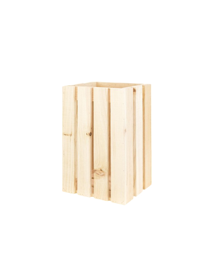 Deco wood Papelera/Paragüero de madera maciza en tono natural 30 5x49x26 6cm