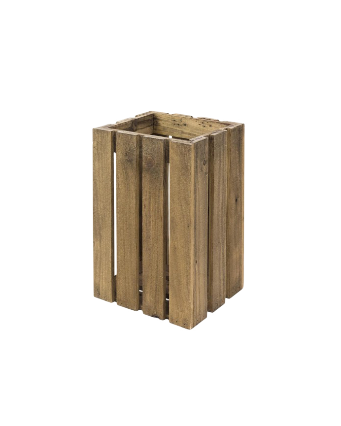 Deco wood Papelera/Paragüero de madera maciza en tono roble oscuro 30 5x49x26 6cm