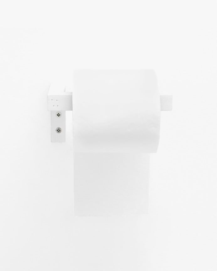 Deco Wood Portarrollos De Pared De Madera Maciza Tono Blanco De 7x14cm