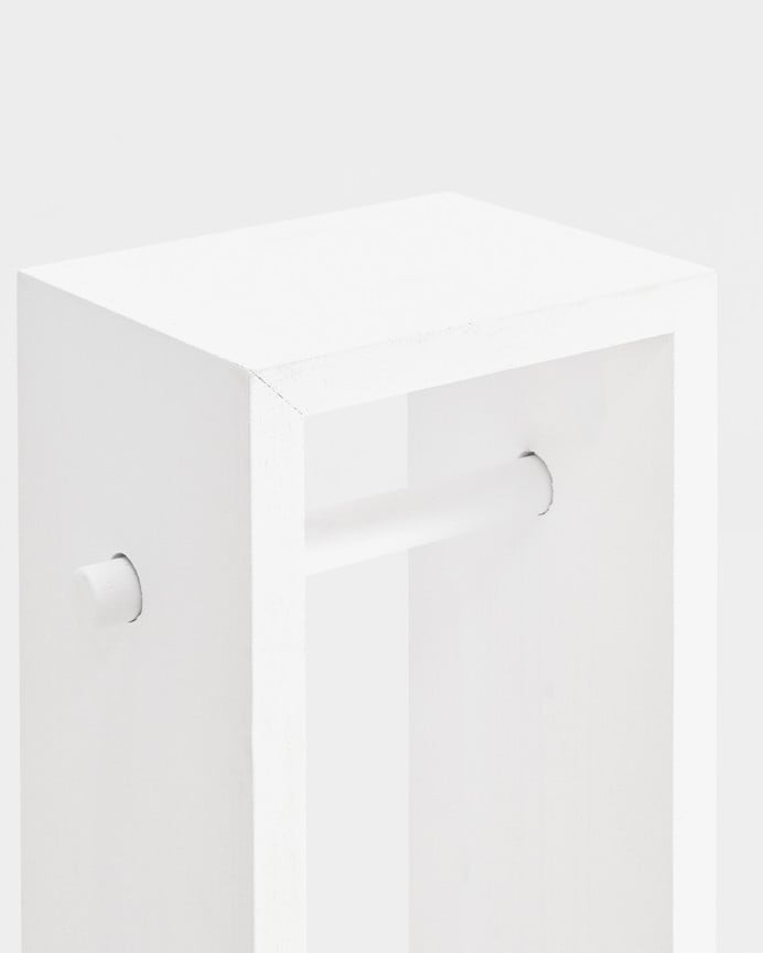 Deco Wood Portarrollos De Pie De Madera Maciza Tono Blanco De 70x17cm