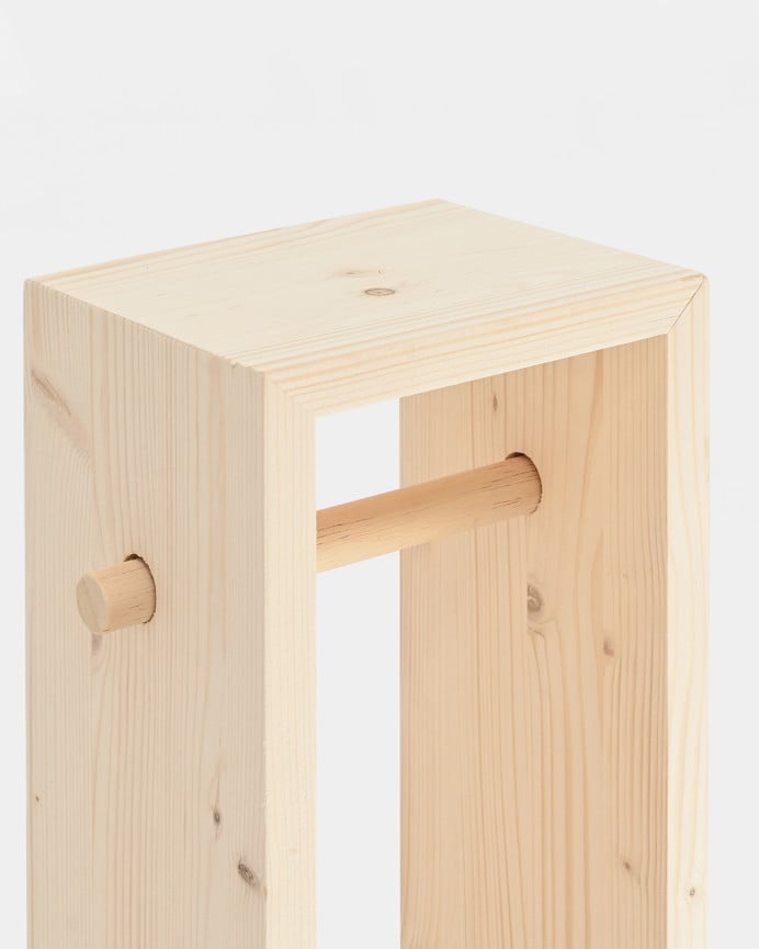 Deco Wood Portarrollos De Pie De Madera Maciza Tono Natural De 70x17cm