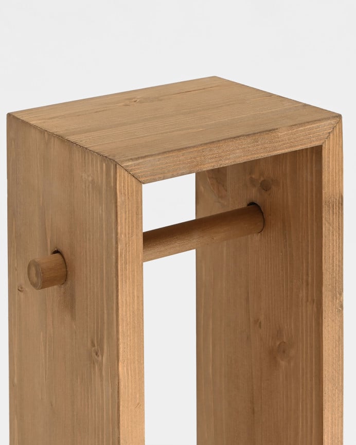 Deco Wood Portarrollos De Pie De Madera Maciza Tono Roble Oscuro De 70x17cm