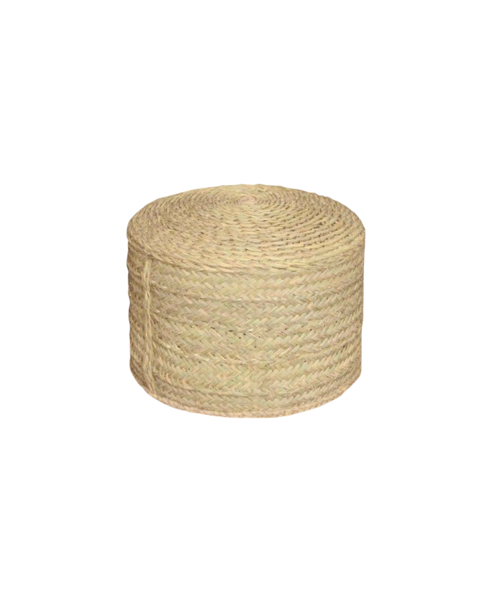 Deco wood Puf cilíndrico hecho 100% de esparto de 40x35x40cm
