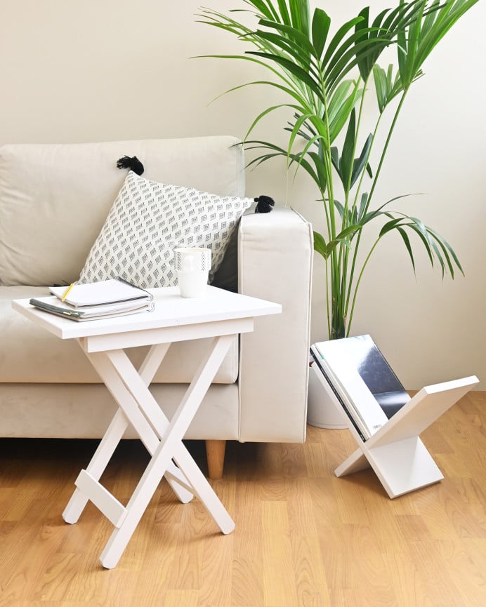 Deco Wood Revistero De Madera Maciza En Tono Blanco De 30x40cm