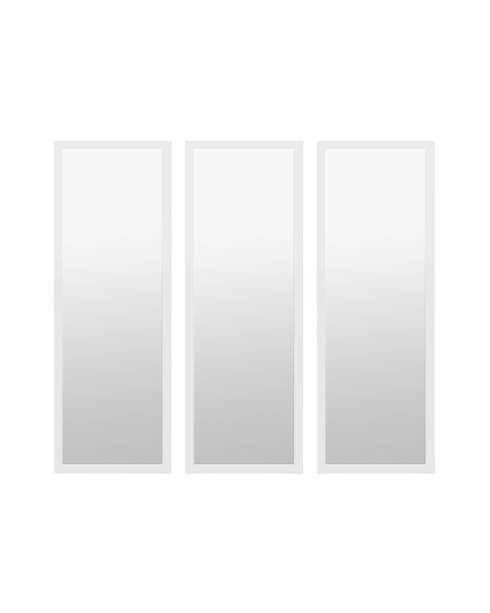 Deco wood Set de 3 espejos de pared rectangulares de madera tono blanco de 90x30cm