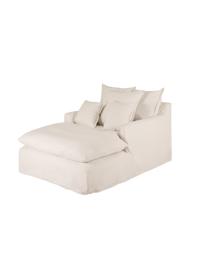 Deco wood Sillón de algodón y lino color blanco de 115x170cm