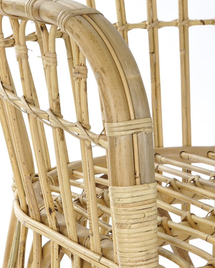 Deco Wood Sillon De Cannage Y Fibras Naturales De 83x62cm