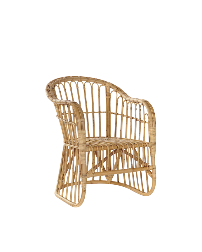 Deco wood Sillon de cannage y fibras naturales de 83x62cm