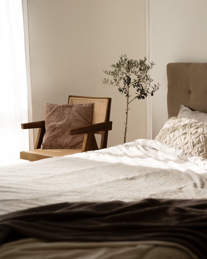 Deco Wood Sillon De Madera De Olmo Con Asiento Y Respaldo De Cannage Tono Marrón De 86x56.5cm