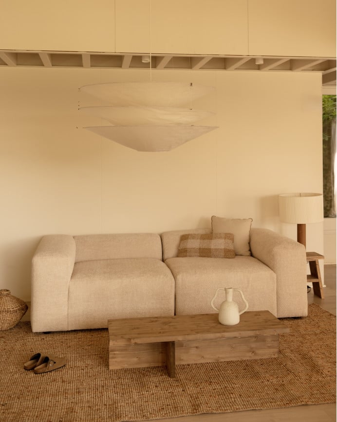 Deco Wood Sofá De 2 Módulos De Bouclé Color Beige 240x110cm