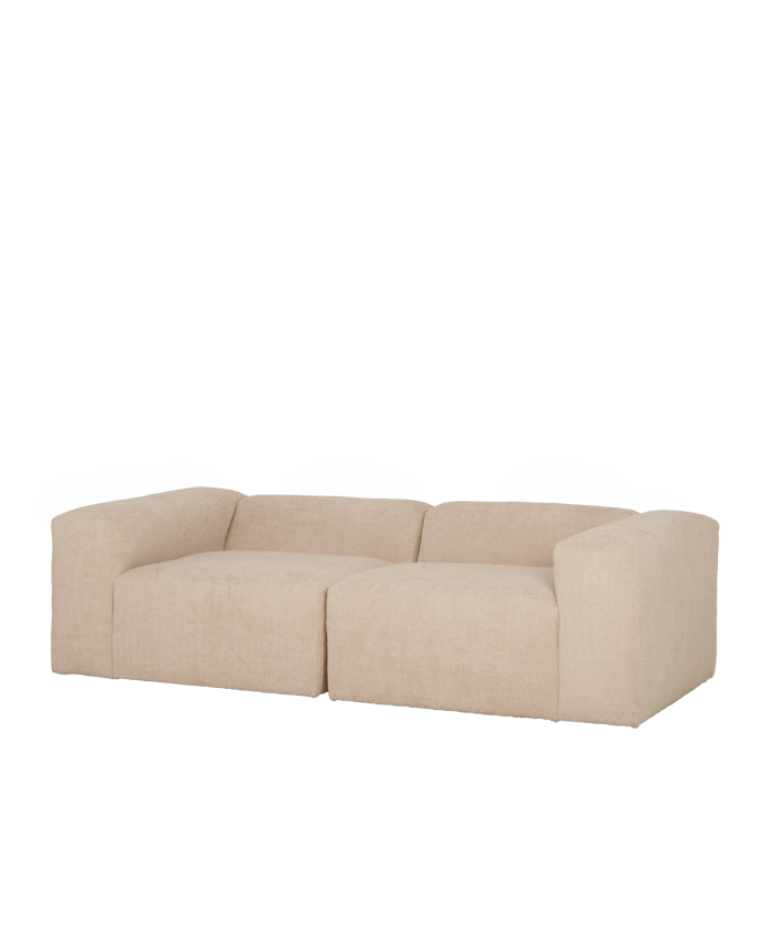 Deco wood Sofá de 2 módulos de bouclé color beige 240x110cm