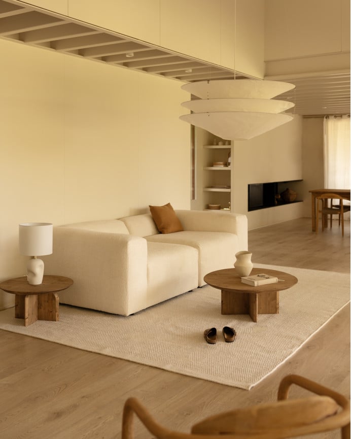 Deco Wood Sofá De 2 Módulos De Bouclé Color Blanco 240x110cm