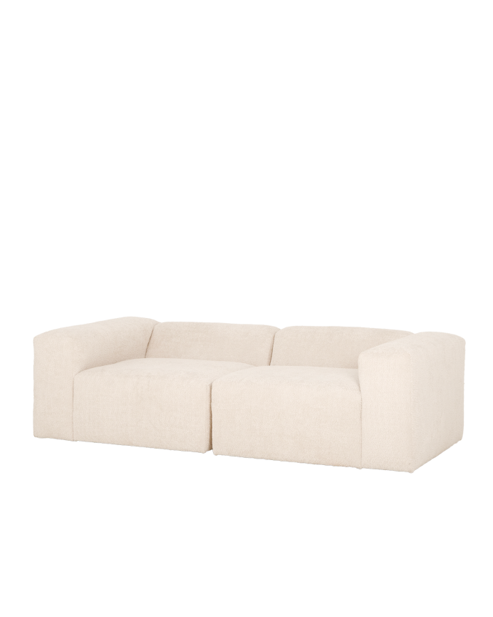 Deco wood Sofá de 2 módulos de bouclé color blanco 240x110cm