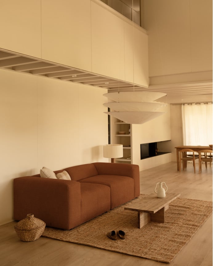 Deco Wood Sofá De 2 Módulos De Bouclé Color Cobre 240x110cm