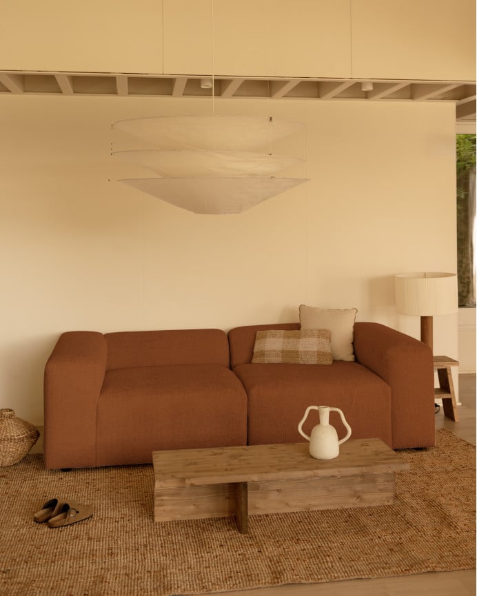 Deco Wood Sofá De 2 Módulos De Bouclé Color Cobre 240x110cm